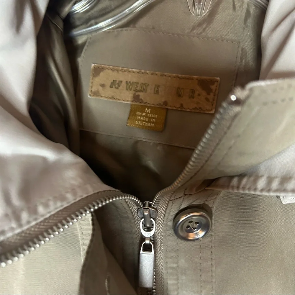 Weather Tamer Hooded Rain Jacket Womens Medium Tan Beige Lightweight Coat